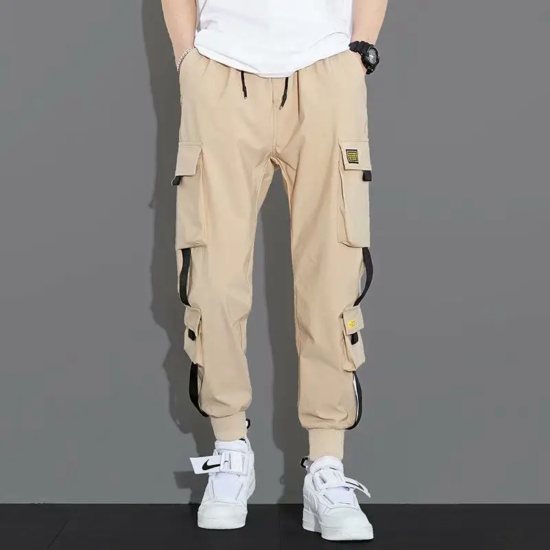 Summer Thin Overalls Men's Fashion Brand Loose Large Size All-Matching Pants Men's Trendy Casual Pants Men's Ankle-Tied Wide Leg