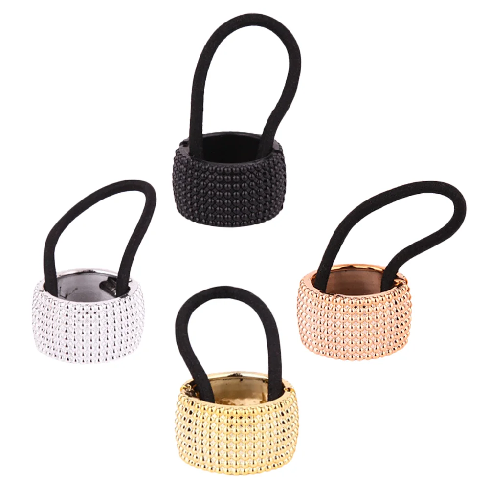 

4pcs Hair Holder Cuff Elastic Hair Ring for Ponytail Fine Hair Rope Hair Bands