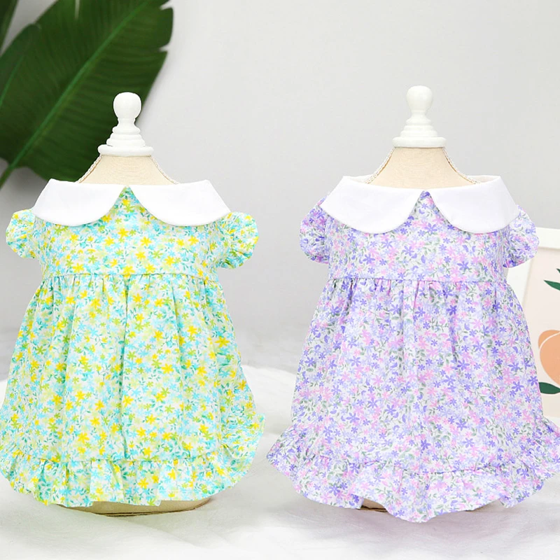 

Cute Pet Skirts Sweet Dog Clothes Princess Style Dog Skirts Floral Pet Dresses Spring Summer Clothing For Cats Pet Supplies