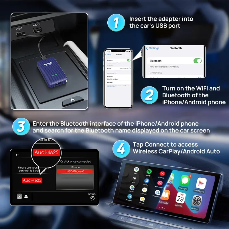 Адаптер Carlinkit 4 0 Waze radio carplay w205 для беспроводного CarPlay беспроводной android авто онлайн