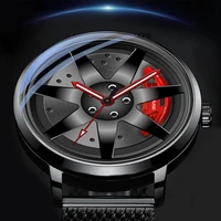 luxury sports car wheel mens watches stainless steel mesh belt waterproof watch men wheel hub quartz wrist watch montre homme