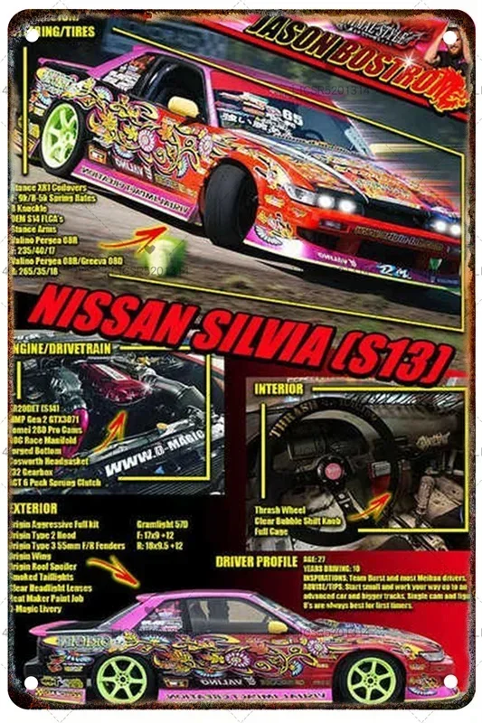 

Японский винтажный гоночный постер из металла