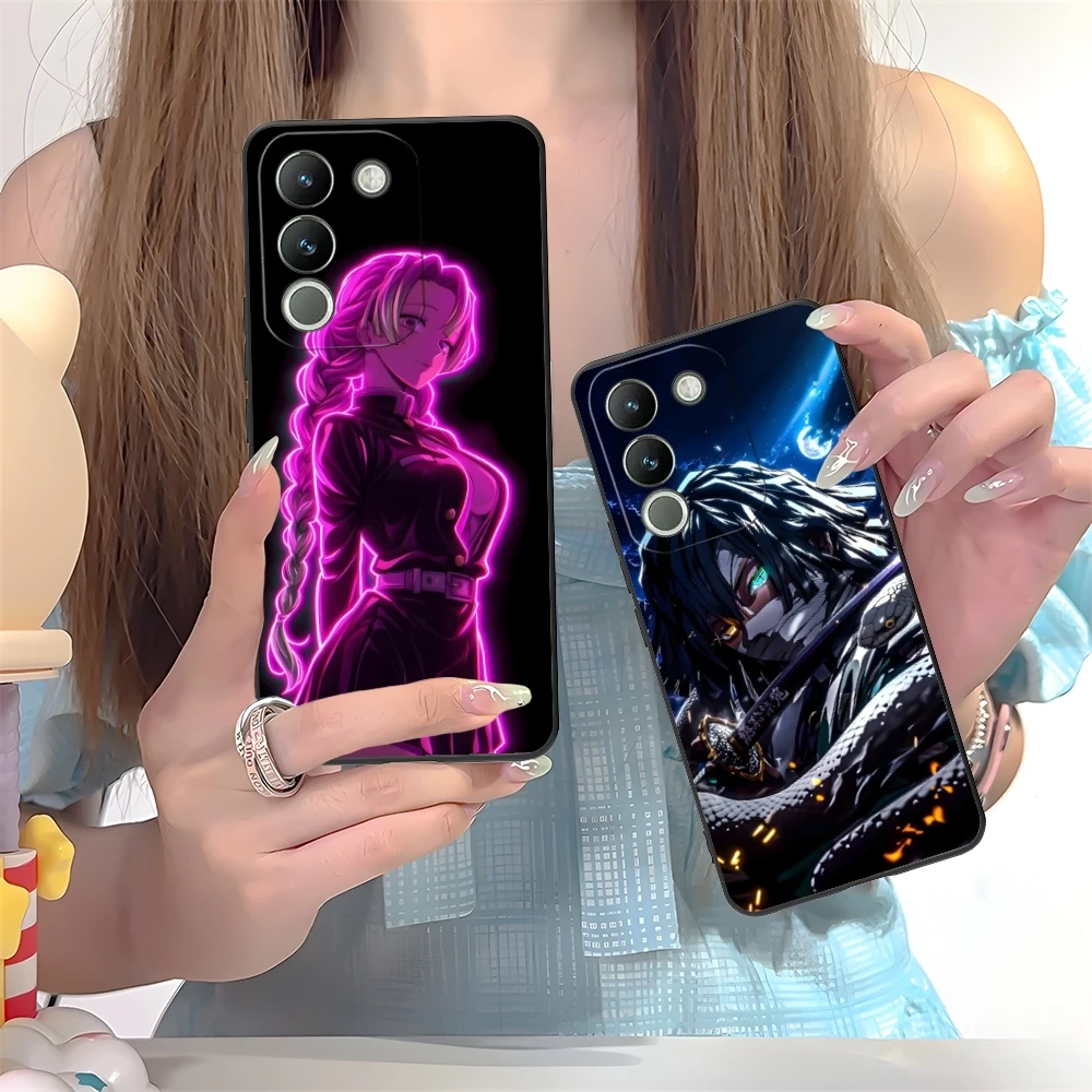 Demon Slayer Colored Neon Cell Phone Case for VIVO Y95 Y93 Y31 Y20 V19 V17 V15 Pro X60 NEX Black Soft Cover Shell