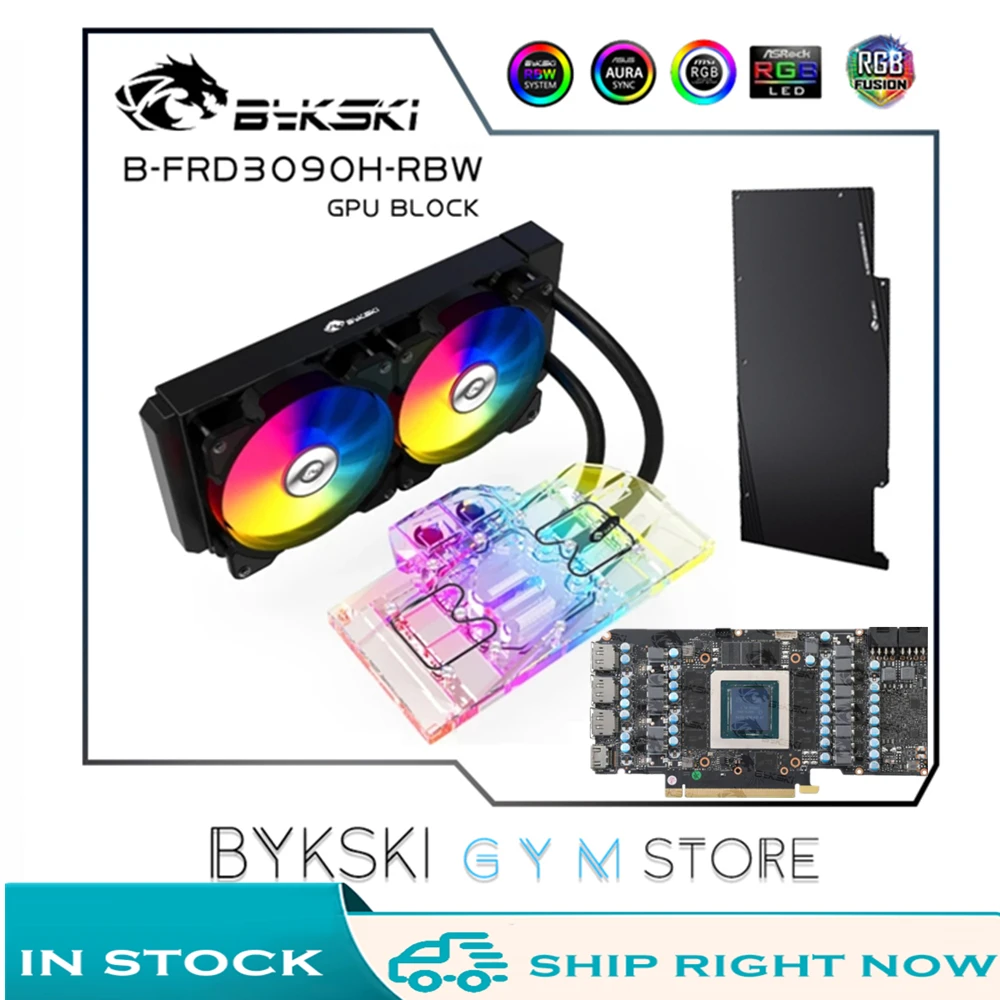 Bykski AIO GPU Kit di raffreddamento ad acqua RGB per NVIDIA RTX 3080 3090 AIC scheda grafica di riferimento VGA Liquild Cooler 5V, B-FRD3090H-RBW