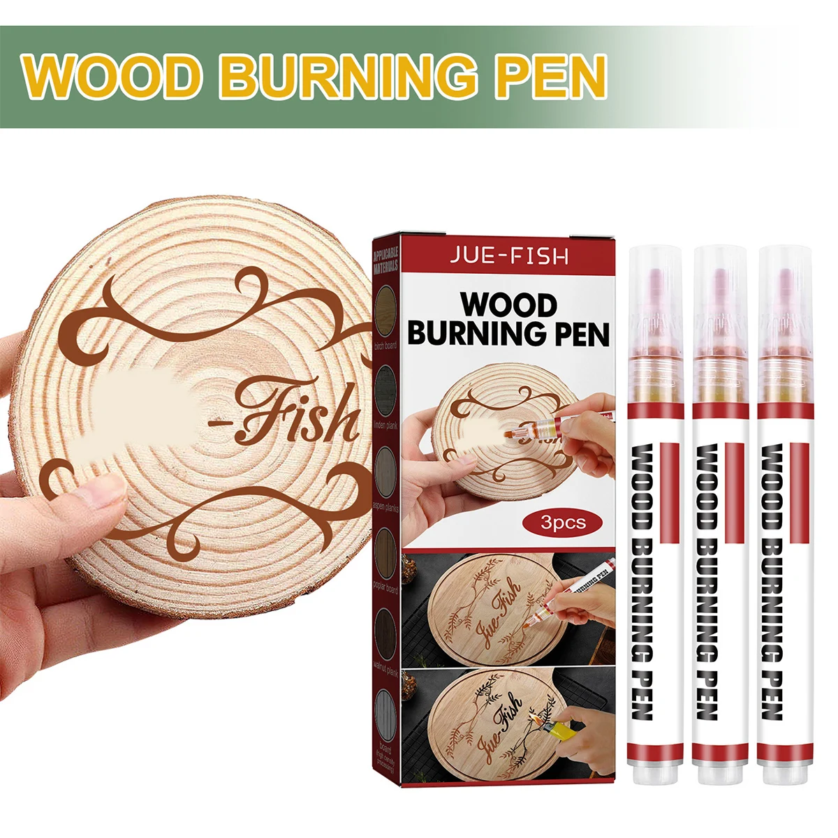 

3Pcs Wood Burning Pen Scorch Pen Chemical Wood Burning Pen For Project Painting DIY Pyrography Caramel Marker Hand Tools Set