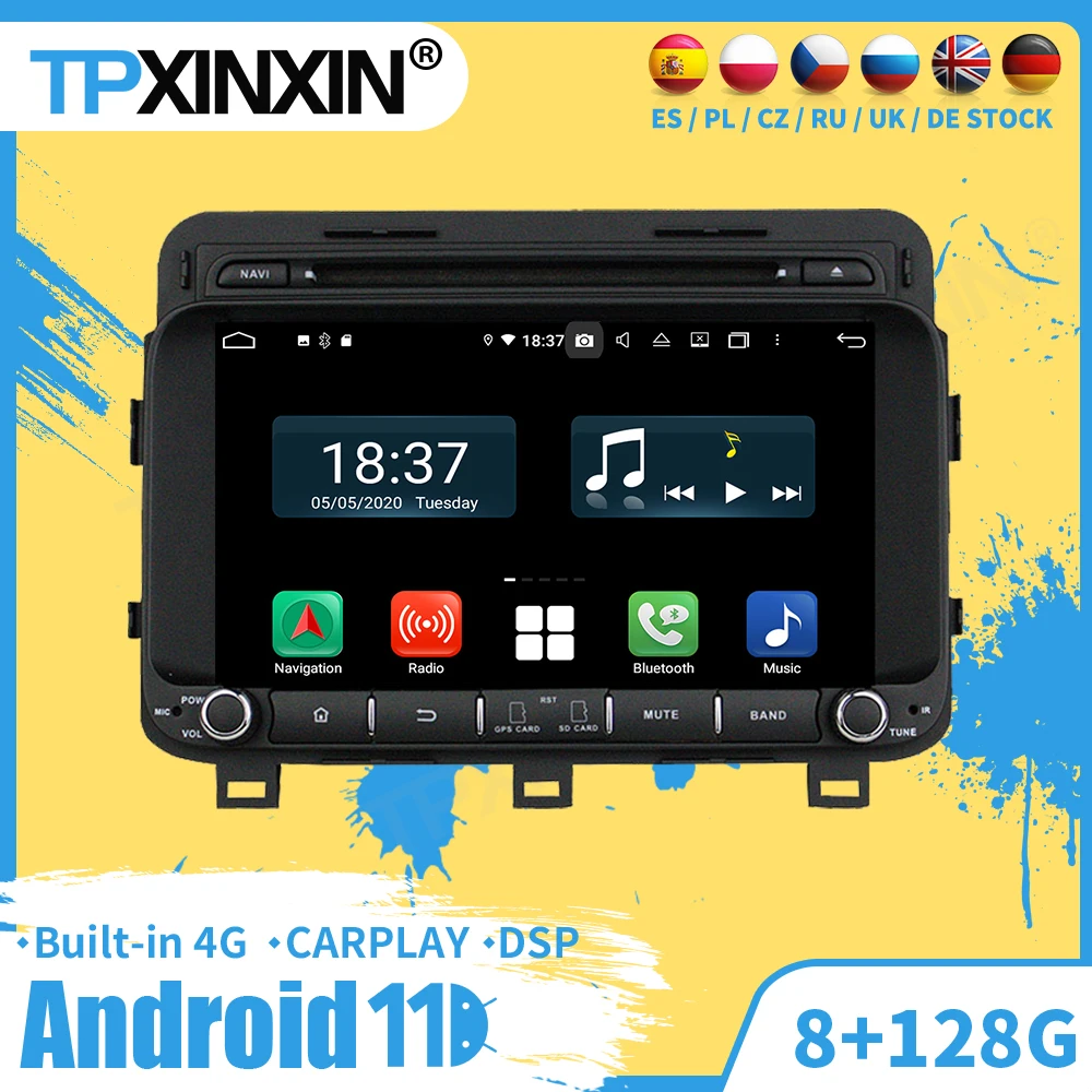 

128G Carplay Car Radio 2 Din Stereo Receiver Android 10 For Kia K5 2014 2015 2016 GPS Navigation Player Audio Recorder Head Unit