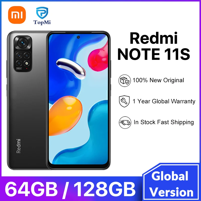 

Global Version Xiaomi Redmi Note11S Smartphone Helio G96 Octa Core 33W Pro Fast Charging 108MP Quad Camera Note 11S Mobile Phone