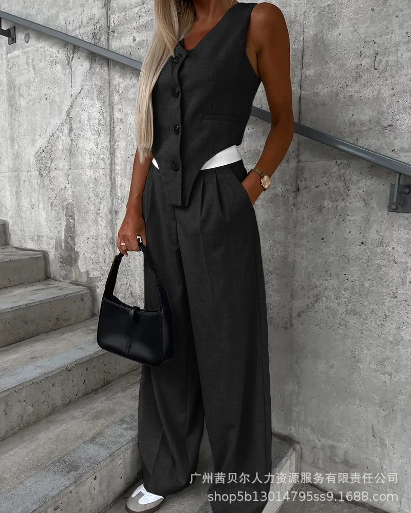 2023 женские комплекты асимметричный дизайн повседневный жилет без рукавов для