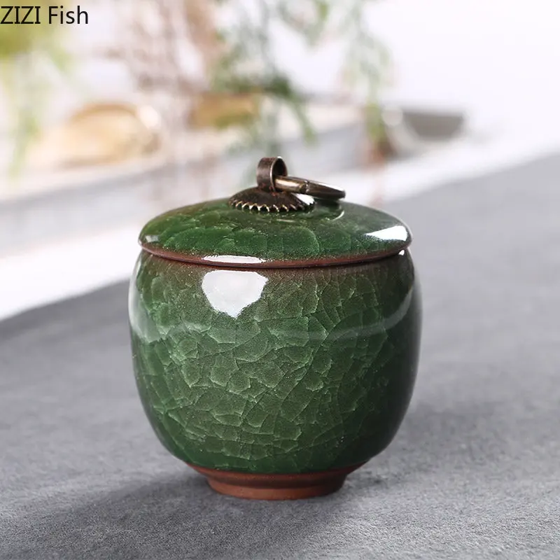 

Ice Cracked Texture Sealed Tank Tea Caddy Storage Tank Moisture-proof Sealed Tea Canister Storage Jar and Lids Candy Pots