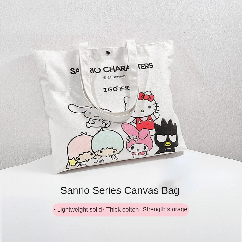

Women Canvas Shoulder Bag Cartoon Sanrio Series Cinnamoroll Handbag Tote Bag Kawaii Anime Large Capacity Cotton Shopping Bag