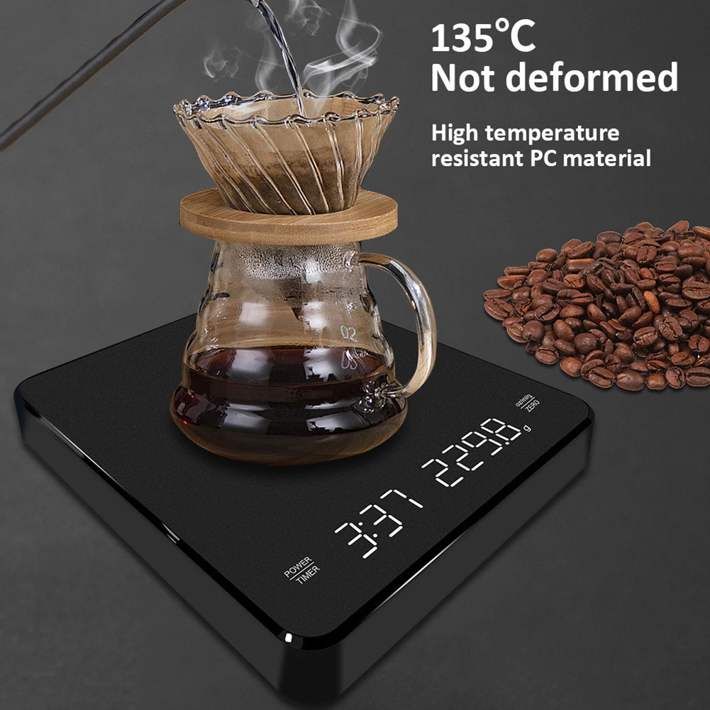 

Умные цифровые весы для кофе, электронные капельные ювелирные изделия для кофе, фотография с таймером, 3 кг/0,1 г, для кухни