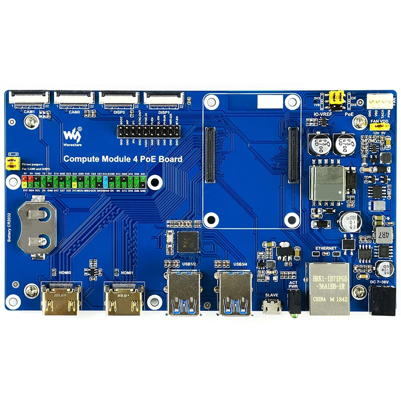 

Raspberry Pi компьютерный модуль 4 IO Плата с функцией PoE 4 x USB 3,2 Gen1 гигабитный Ethernet RJ45 для всех вариантов CM4