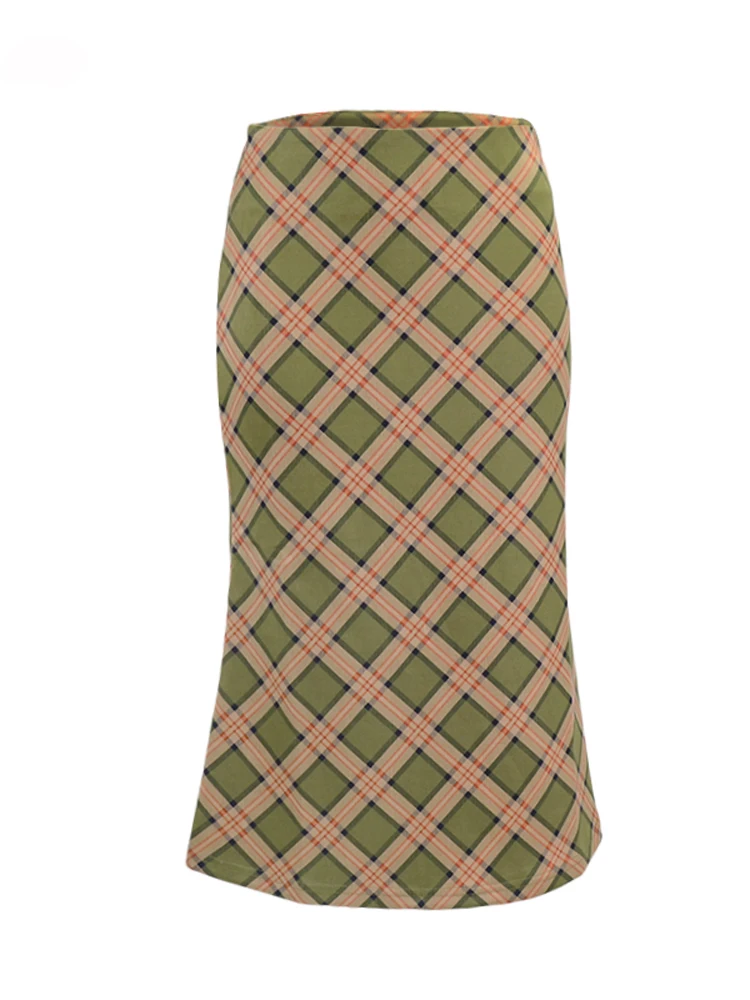 Женская клетчатая юбка с завышенной талией Tossy длинная хлопковая юбка-годе в