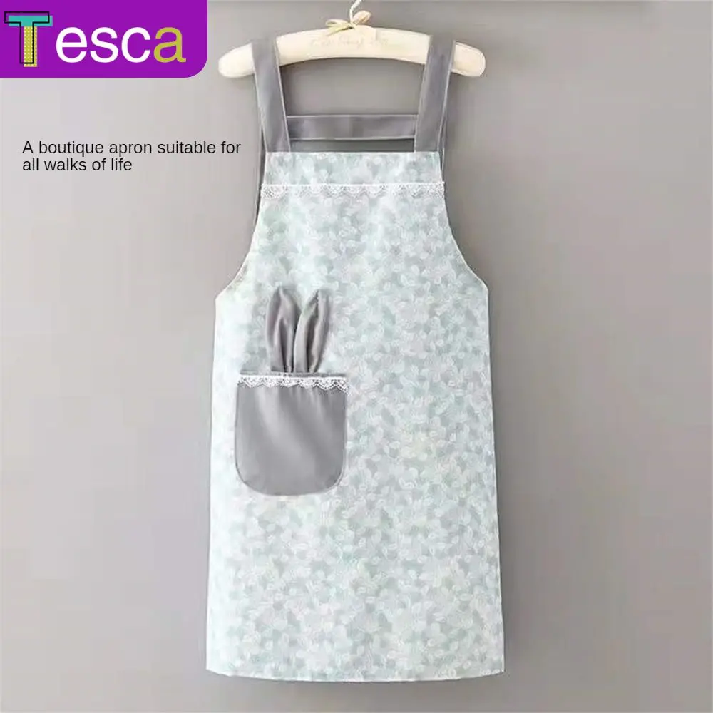

Pocket Design Sleeveless Apron Wear Resistance Apron Men And Women Strap Type Kitchen Apron Home Cleaning Cute Rabbit Ears Thin