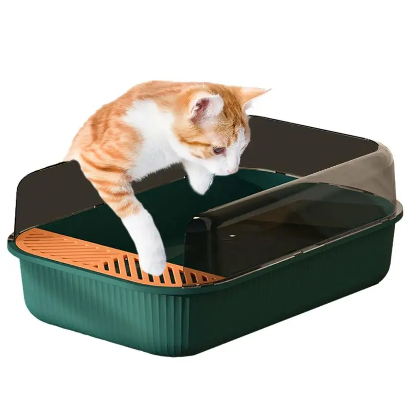 

Cat Litter Box Semi-Open Anti-Splashing Cat Litter Box Travel Litter Tray For Kittens To Senior Cats Open Top Cats Litter Box