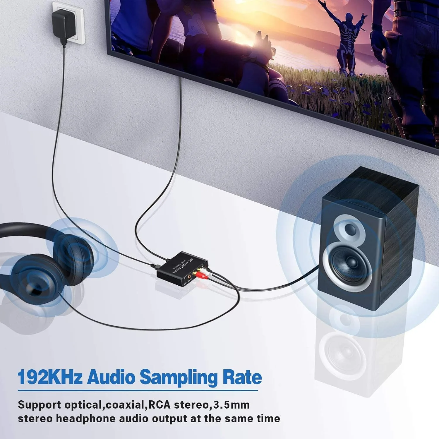Фото ЦАП 192 кГц, преобразователь HDTV, аудиоэкстрактор, СООСИАЛЬНЫЙ Toslink (оптический) вход ARC в коаксиальный стерео Spdif L/R, разъем 3,5 мм для HDTV №5