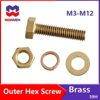 m3 m4 m5 m6 m8 m10 m12 hexagon head screws outer hex bolt set with washer external hex head cap screw bolt lengthening brass 59h