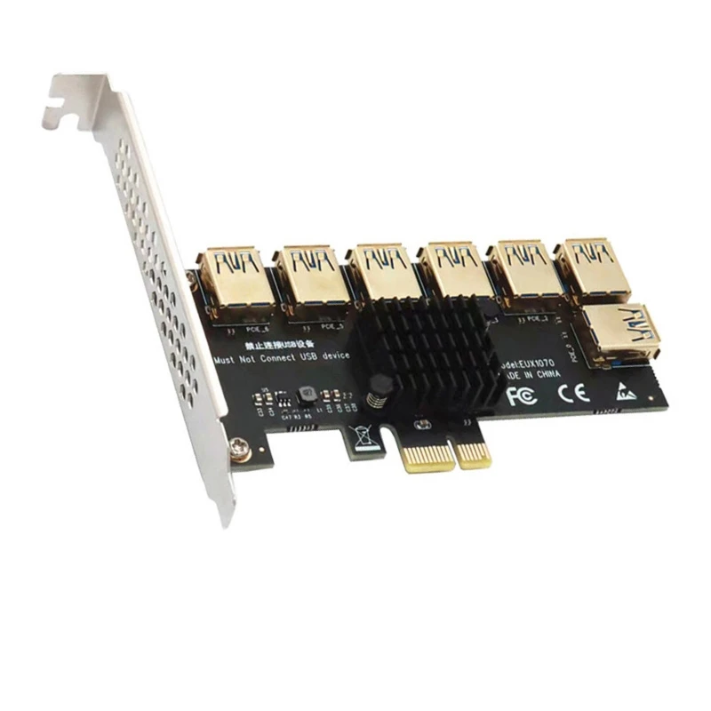 

PCI Express Multiplier PCIE 1 to 7 USB3.0 Riser Card for PCI Express X16 Riser Graphic Card ETH Bitcoin Miner Mining Add on Card