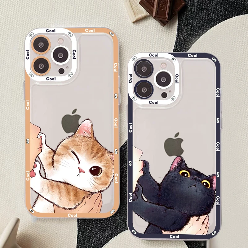 

Again Don't Kiss Me Funny Cute Cat Phone Case For IPhone 14 13 12 11 Pro Max Mini X Xs XR Transparent Case