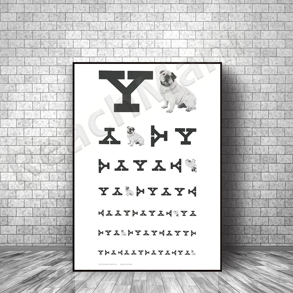 Печать плаката Пол Рэнд Школа Искусства Ялеса на холсте с таблицей Око Снелен