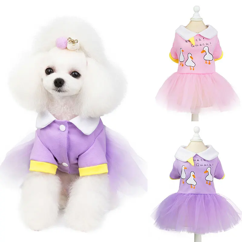 

Cute Print Dog Princess Dress Puppy Princess Veil Dress Spring Summer Comfortable Cartoon Skirt Skin-friendly Sweet Skirt
