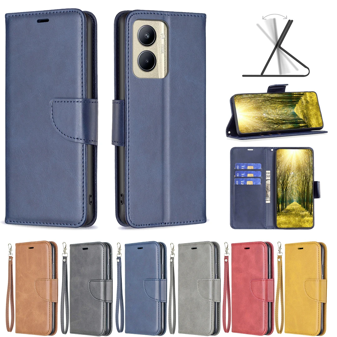 

Leather Phone Case for Realme C55 C33 C35 C30 C31 C21 C20 V13 C12 C25 C1 C11 Flip Cover Wallet Bags with Card Holder Lanyard