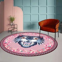 madream 2022 round carpet american girl room pink wildcat head pattern bedroom rug home balcony sofa decoration floor mat carpet