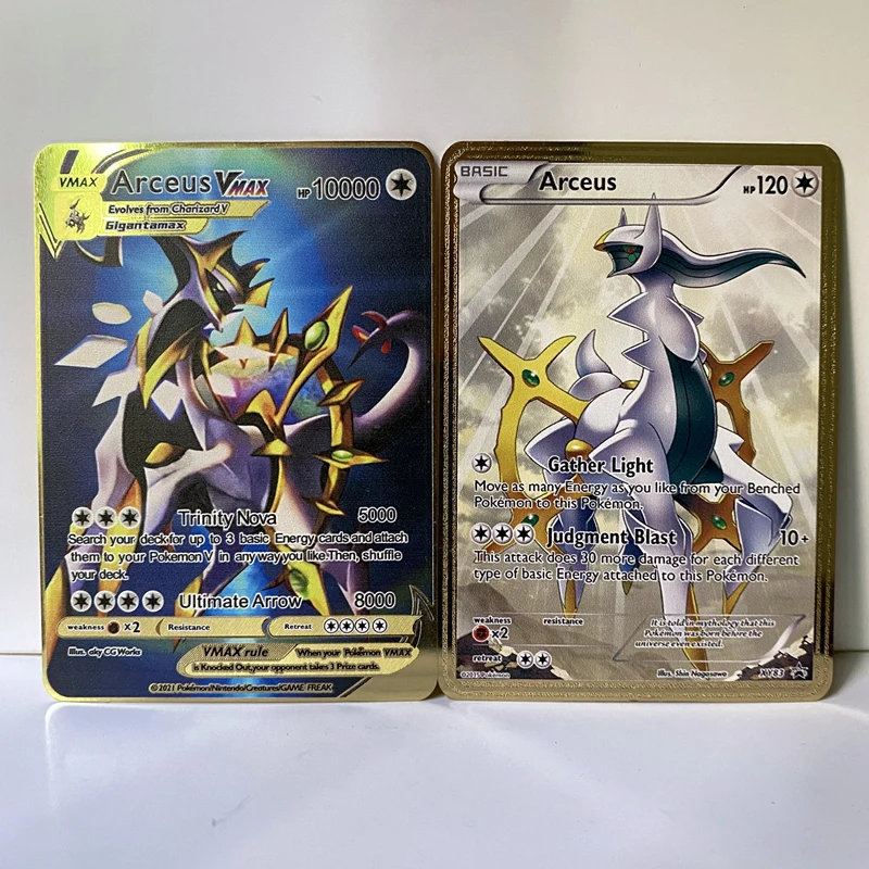 

Pokemon Card Lugia Arceus Mewtwo Flash Trainer All New Metal Gold Silver Vmax GX Pikachu Rare Collection Battle Traine Toy Gift