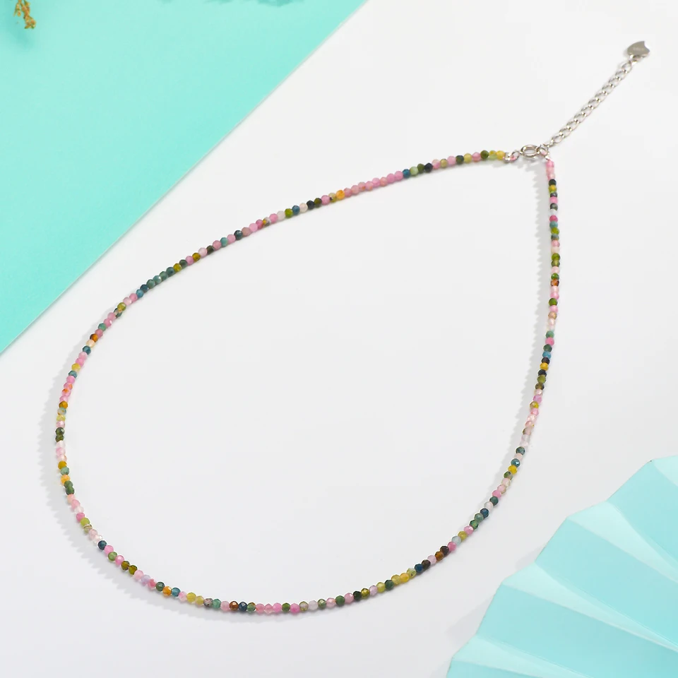 Ожерелье для женщин серебро 925 дюйма Φ 2 мм натуральный камень аметист бесплатная