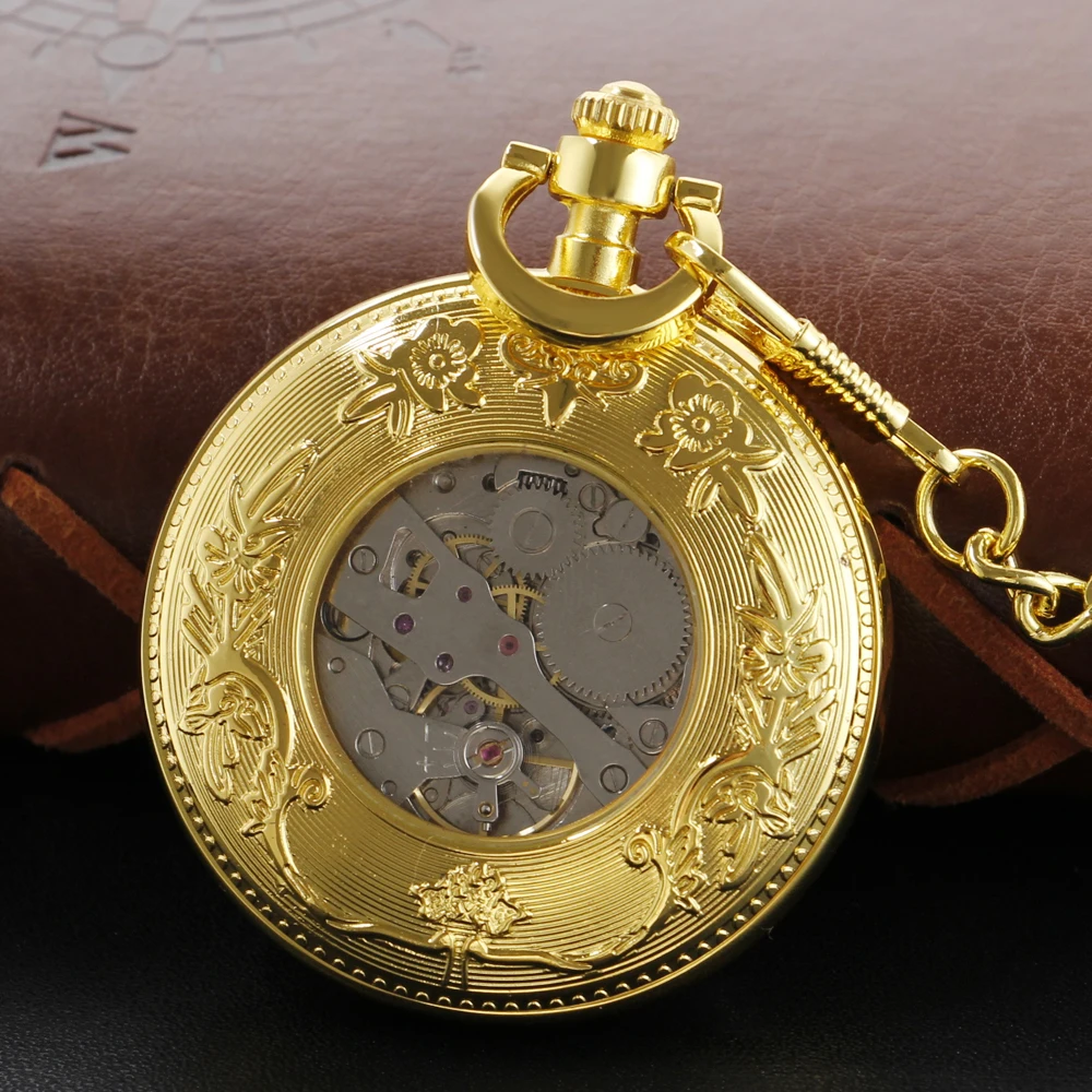 Shuhang Gold Roman Digital Mechanical Pocket Watch High Quality Unisex Necklace Pendant Jewelry Gift for Men and Women Religio