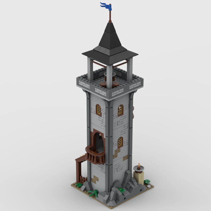 Фото MOC- 201290   Ретро строительные игрушки, средневековая часовая башня, строительный блок, модель, набор кирпичей, креативные подарки, высокое качество для взрослых, 627 шт. №3