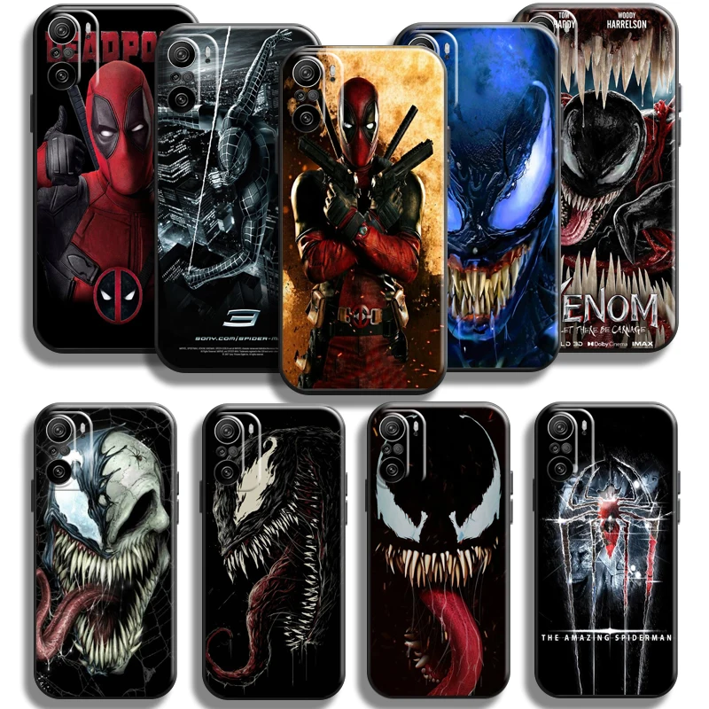 

Marvel Venom Spiderman Deadpool For Xiaomi Redmi K40 Pro Gaming Phone Case Black Soft Carcasa Back Liquid Silicon