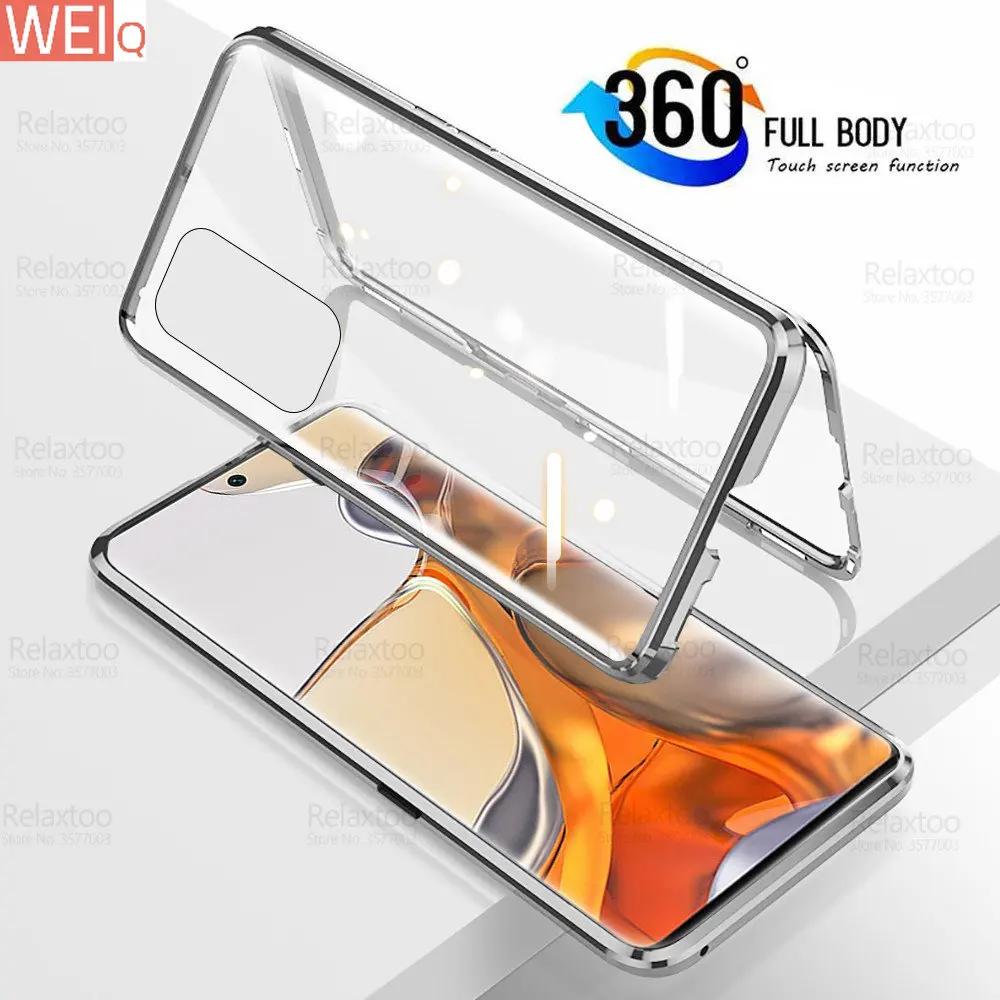 

Чехол для Xiaomi 11 T Pro, Магнитный защитный флип-чехол на 360 ° для Xiaomi11T Mi 11 T Mi11T 11TPro, двухсторонний чехол из закаленного стекла