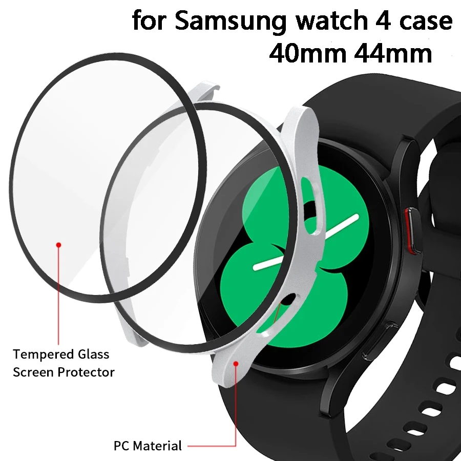 

Стекло + матовый чехол для часов Samsung Galaxy Watch 4, чехол 44 мм 40 мм, защитные бамперы для Galaxy Watch 4