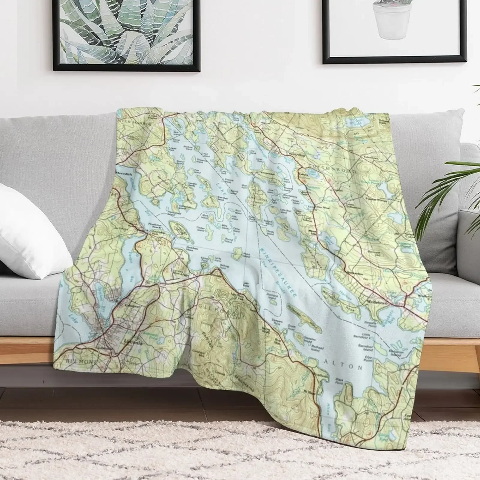 Карта озера Winnipesaukee (1986) Плед кровать плед Retros Зимние кровати Одеяла