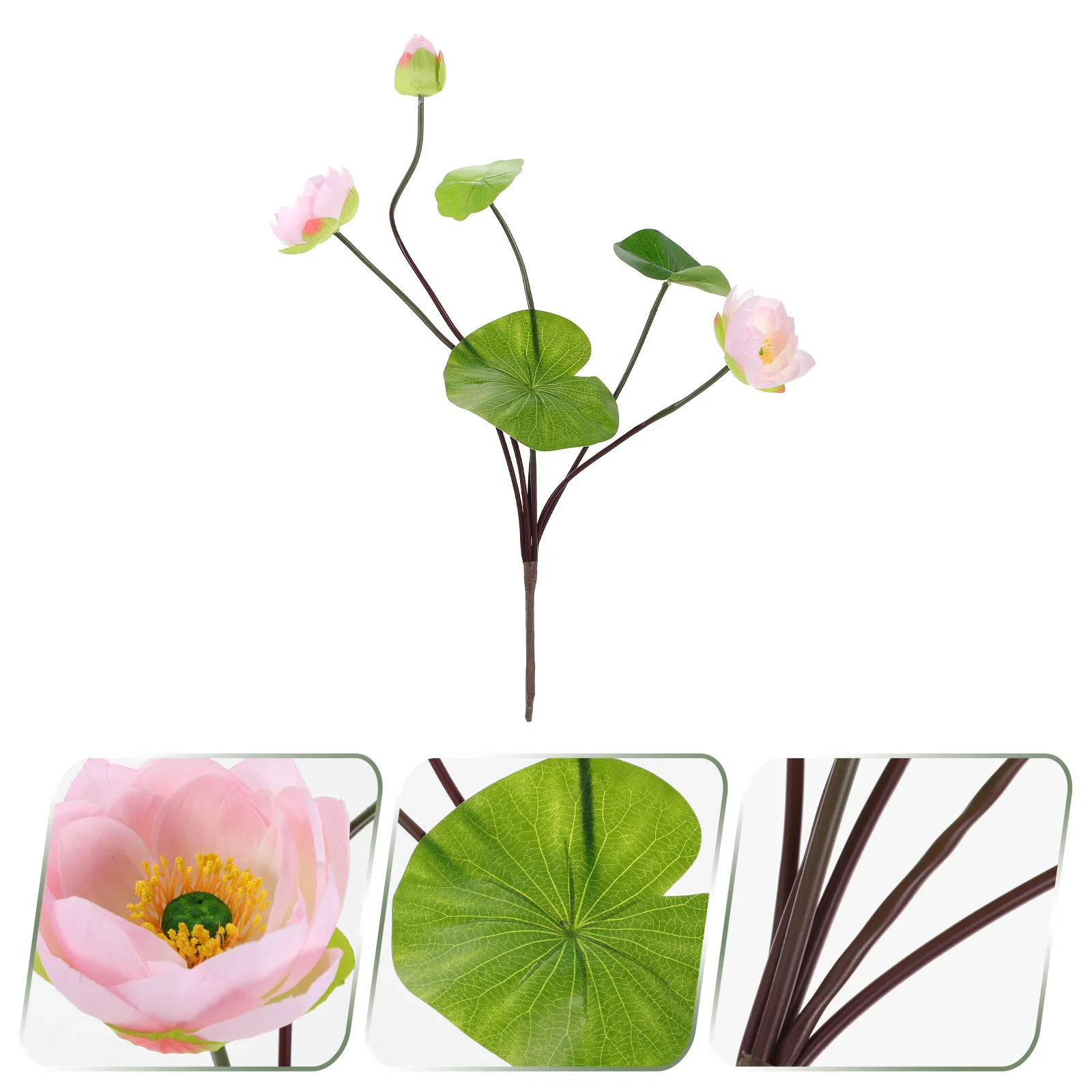 

Lotus Fake Lily Flower Artificial Pad Waterflowers Stems Realistic Floral Greenery Ornament Faux Leaves Stem Arrangements Leaf