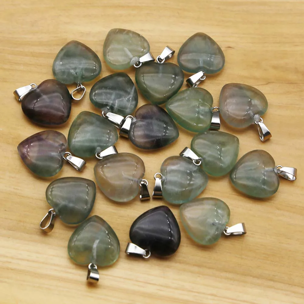 Ожерелье с подвеской в форме сердца из флюорита 20 мм минеральное исцеление