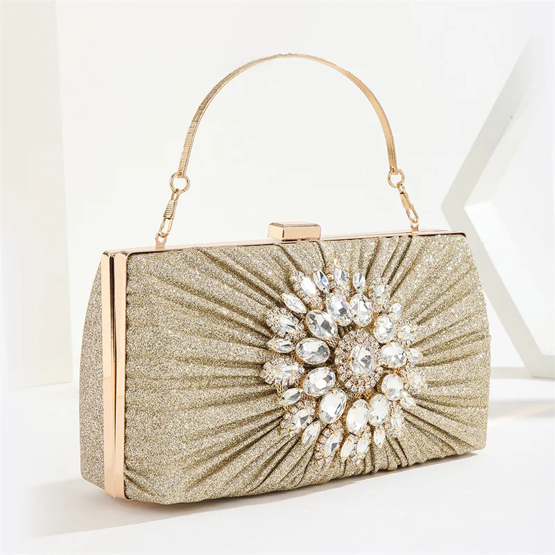 2023 New Women Diamond Flowers Evening Bags Mini Banquet Women Clutch Bags Mini Wallets With Chain Drop Shipping