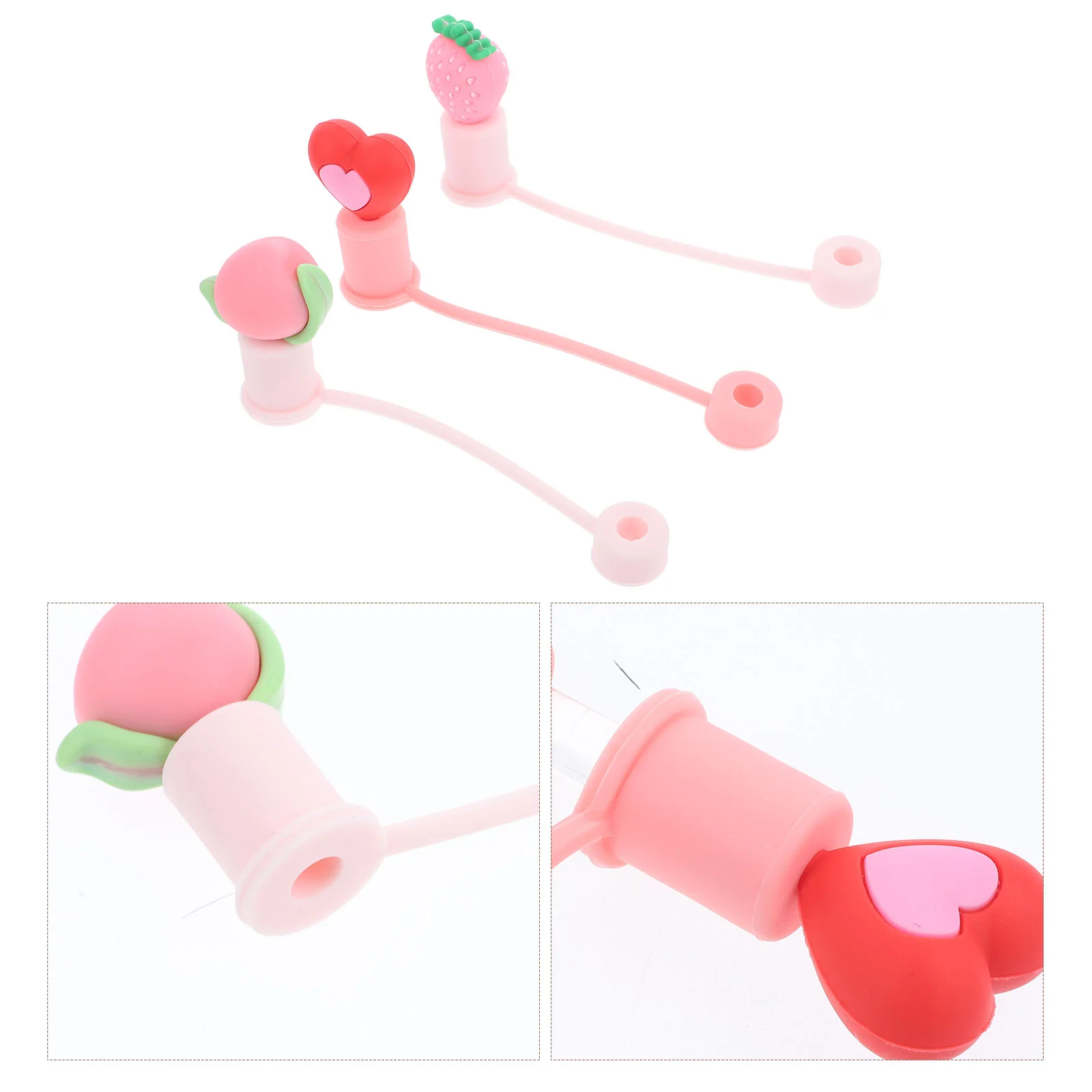 

3Pcs Cartoon Silicone Straw Covers Straw Caps Drinking Pipe Cover Straw Tip Plugs