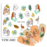 1pcs sexy lady shaped stickers for nails flower english letters face cheap water tattoos nail art sticker decoration accessories