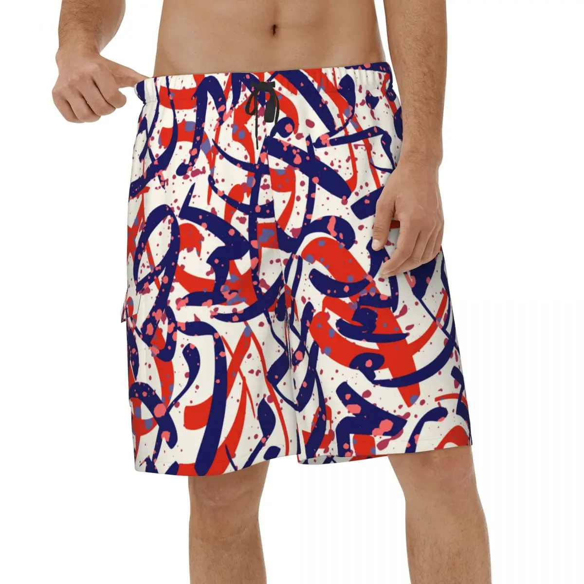 

Abstract Modern Shorts 3D Mens Beach Shorts Graffiti Letters Printed Male Briefs