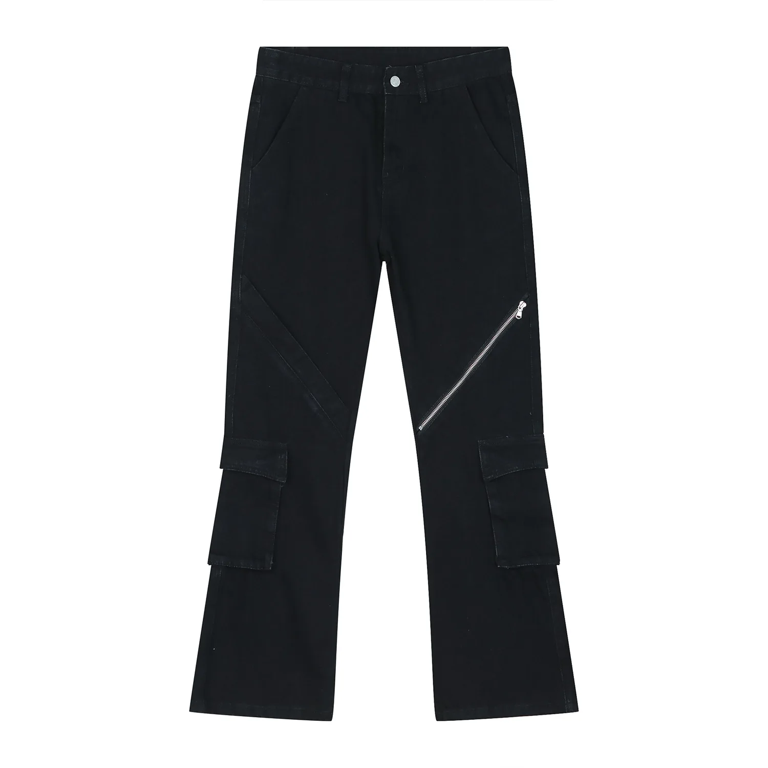 Four Seasons Men's Jeans Street Hip Hop High Street Personality Zipper Micro Horn Tooling High Street Jeans Trendy Fashion Pants