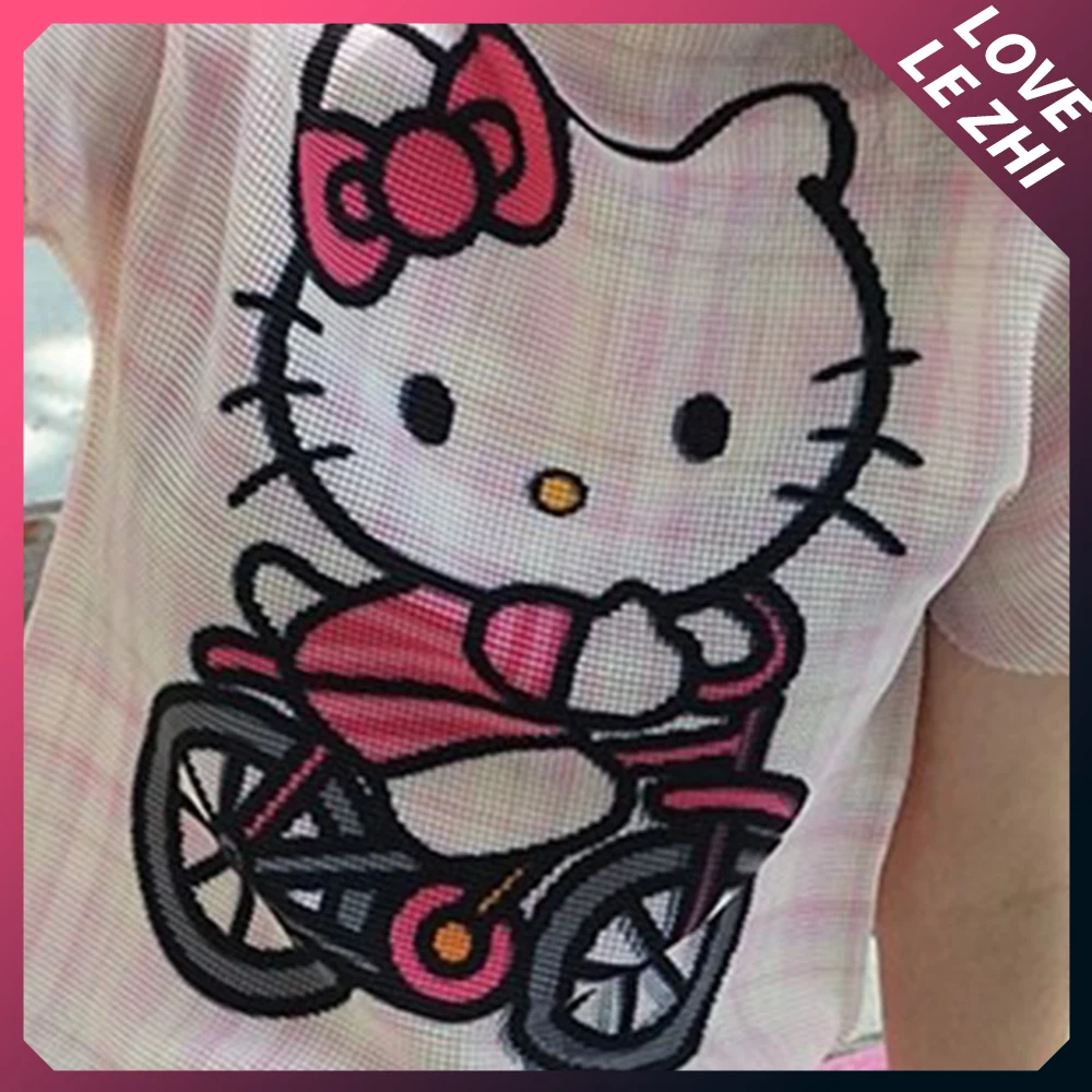 Футболка Sanrioed с коротким рукавом милый тонкий топ принтом Hello Kittys