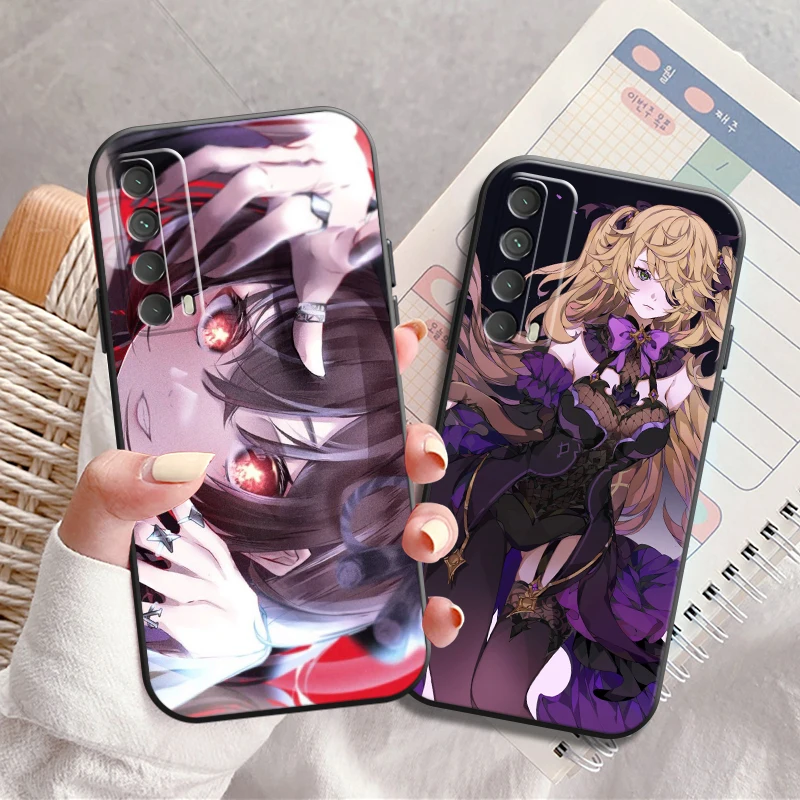 

Anime Genshin Impact Phone Case For Huawei P Smart Z P20 P30 Honor 8X 9 9A 9X 10 10 Lite Funda Coque Black Silicone Cover
