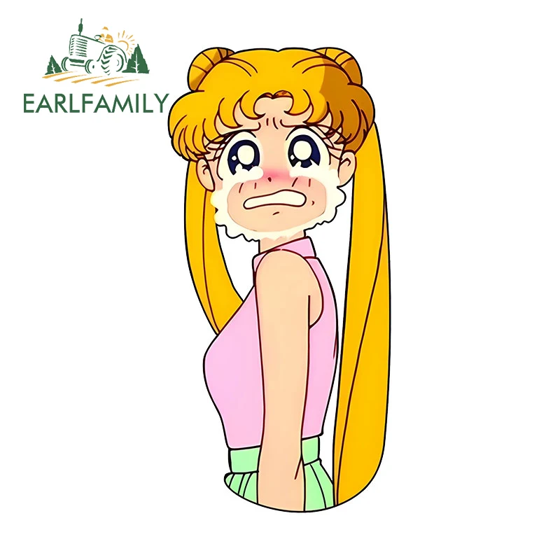 

EARLFAMILY 13cm x 6.2cm for Cartoon Weep Sailor Moon Car Sticker Air Conditioner Decal Creative Caravan RV Surfboard Car Styling