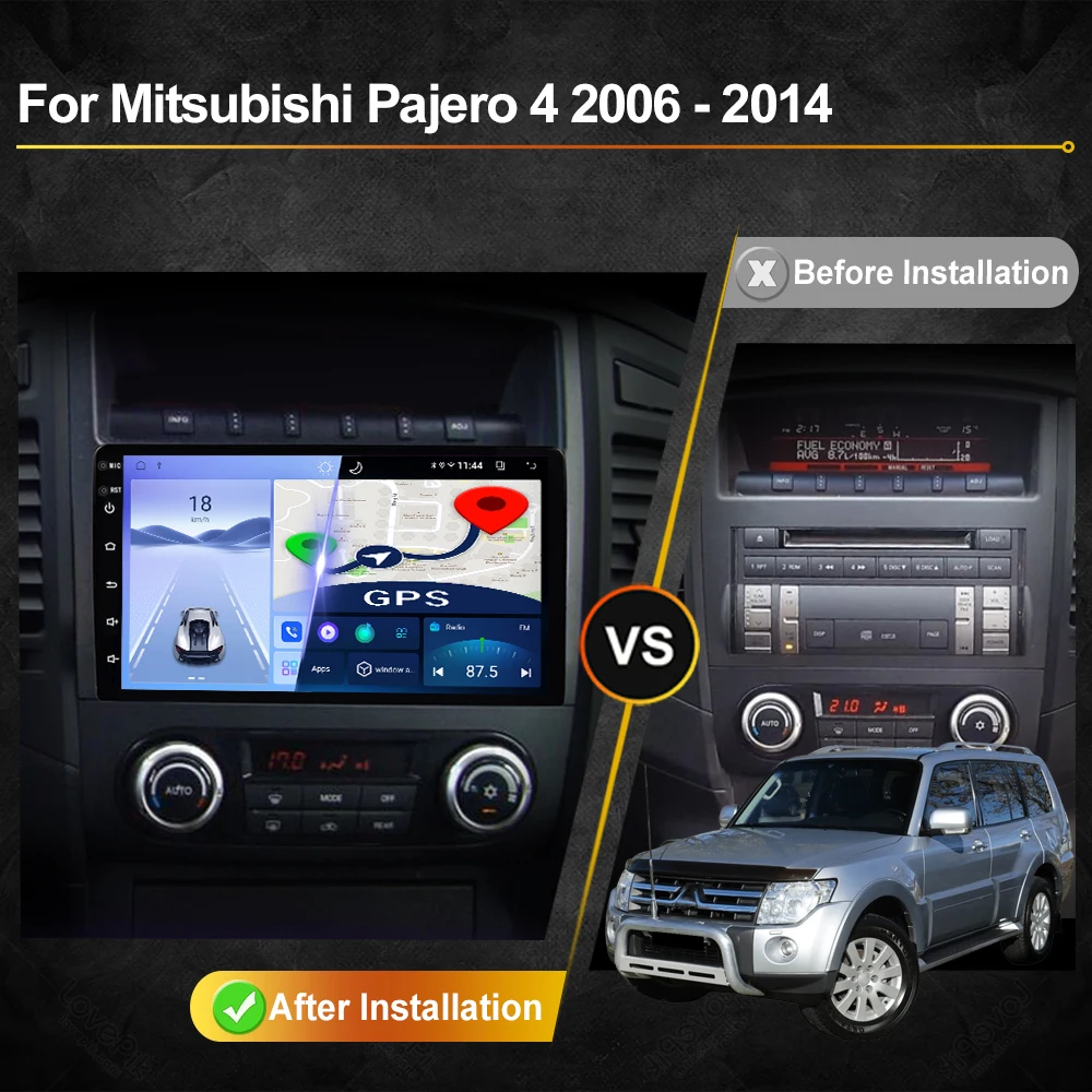 Фото Автомагнитола Android для Mitsubishi Pajero 4 2006 2007 2008 2009 2010 2011 2012 2013 2014 2015 2016 - 2020 годов выпуска. GPS-навигация, CarPlay, экран, автостерео. №3