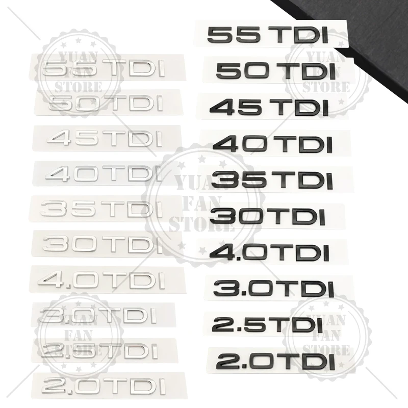 

2,0 2,5 3,0 4,0 TDI 30 35 40 45 50 55 TDI Эмблема Стайлинг автомобиля 3D Наклейка ABS Логотип Значок Для A1 A3 A4 A5 A6 A7 A8 Q2 Q3 Q5 Q7 TT
