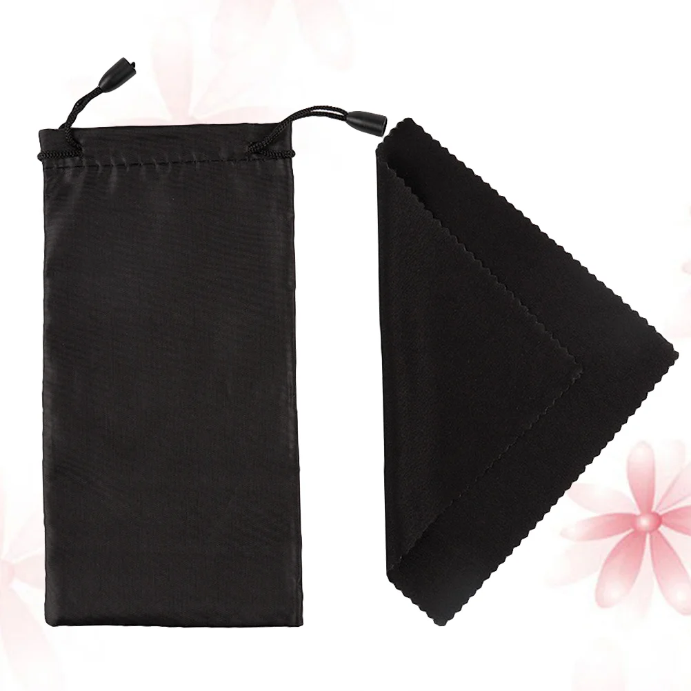 

30 Set Portable Sunglasses Storage Bag Set Practical Glasses Wiper Set Black