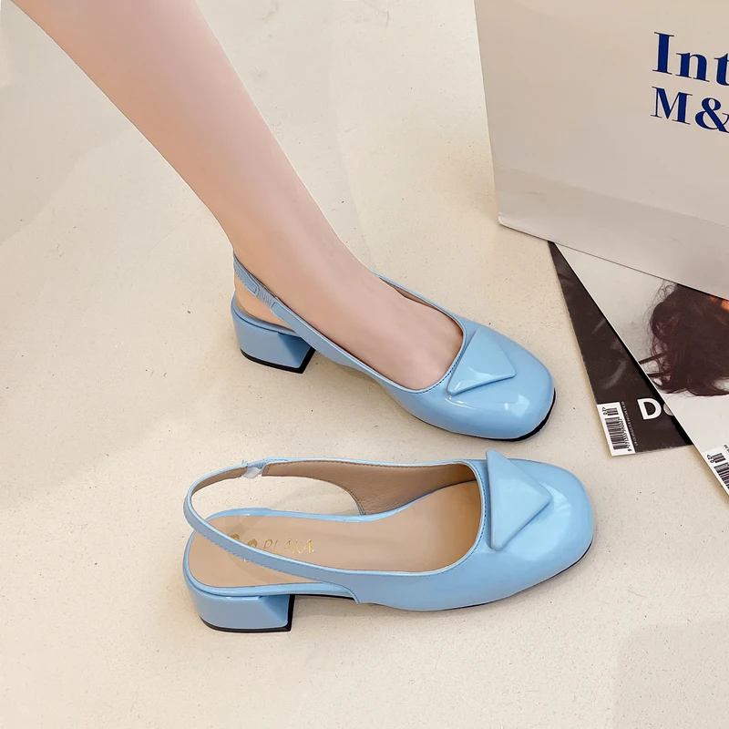 

Сандалии женские кожаные с закрытым носком, босоножки на среднем квадратном каблуке, бежевые Модные Туфли Мэри Джейн, цвет черный, 20