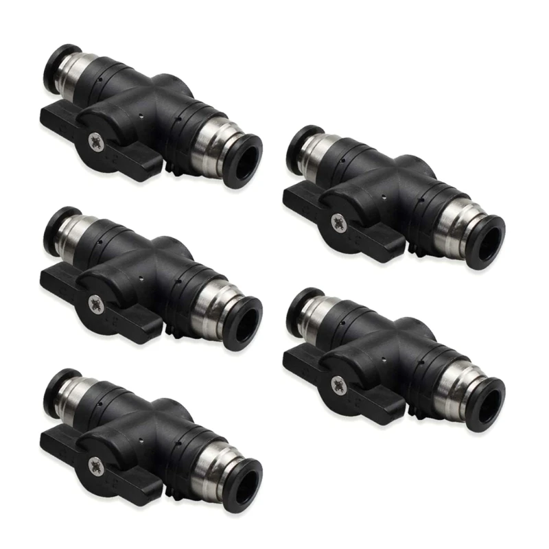 

5pcs Pneumatic Balls Valves Push to Connects Fitting BUC AirFlows Control Valves